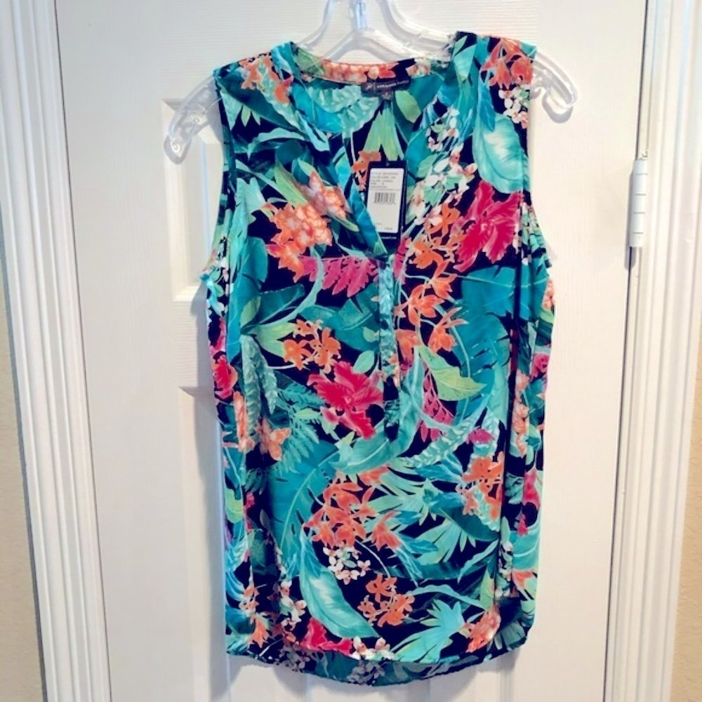 Adrianna Papell Print Sleeveless Top Blouse NWT S - Picture 2 of 7